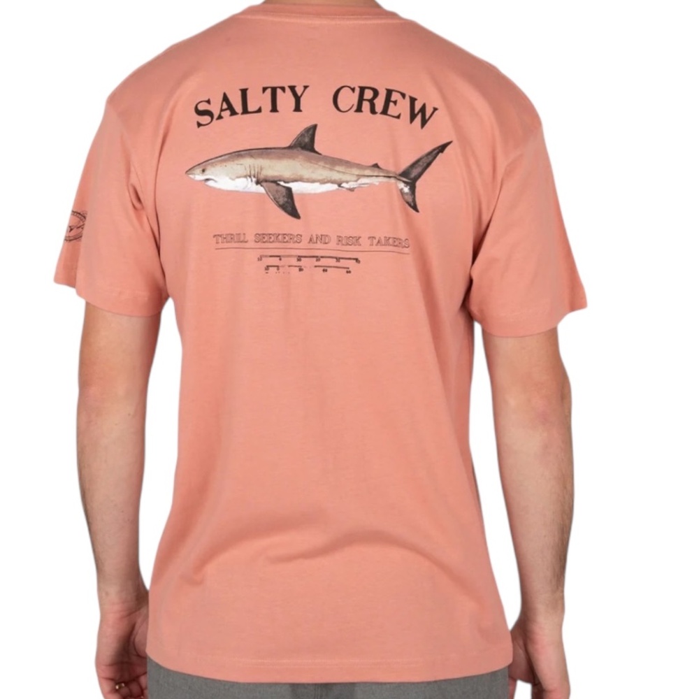 Salty Crew Bruce SS Tee Shark Graphic Coral Fitted T-Shirt Size M